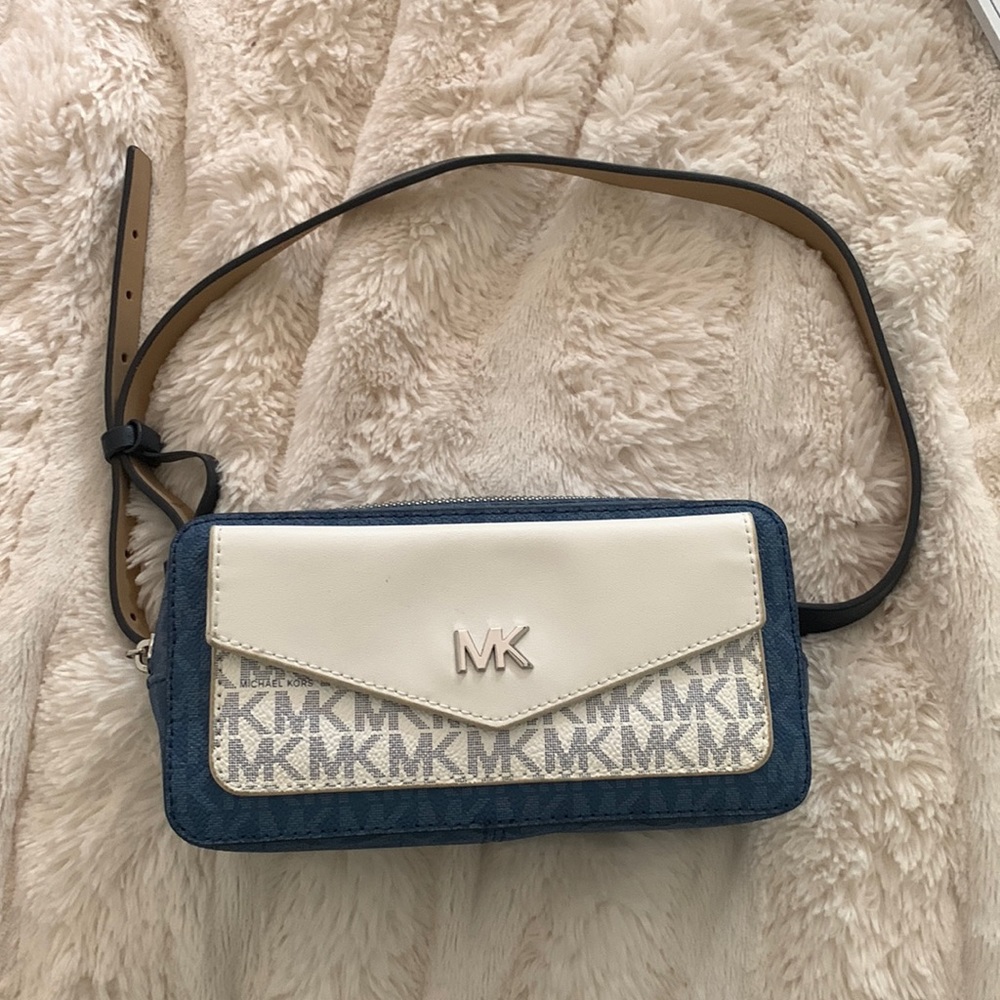Michael Kors Blue & White Belt Bag